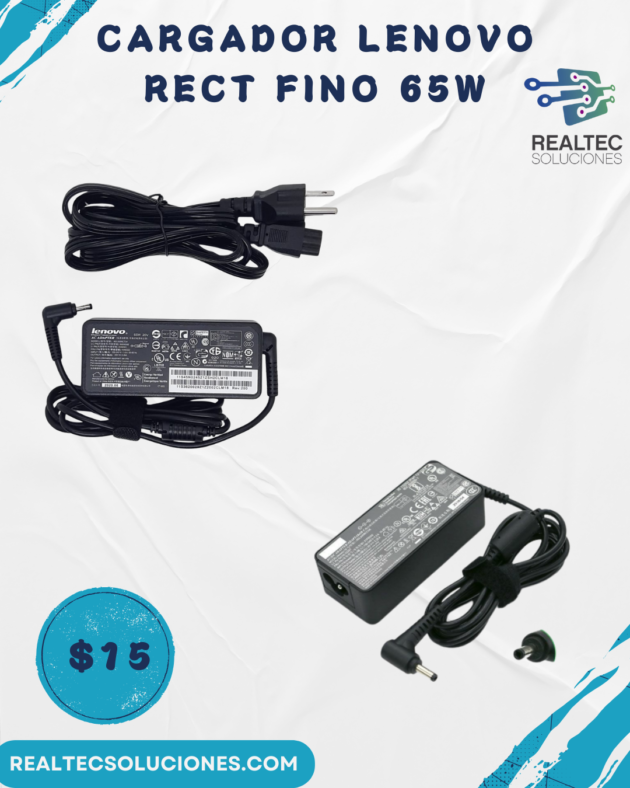 Cargador Lenovo rect fino 65w